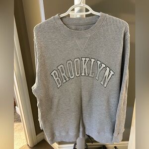 AERIE graphic waffle crew neck